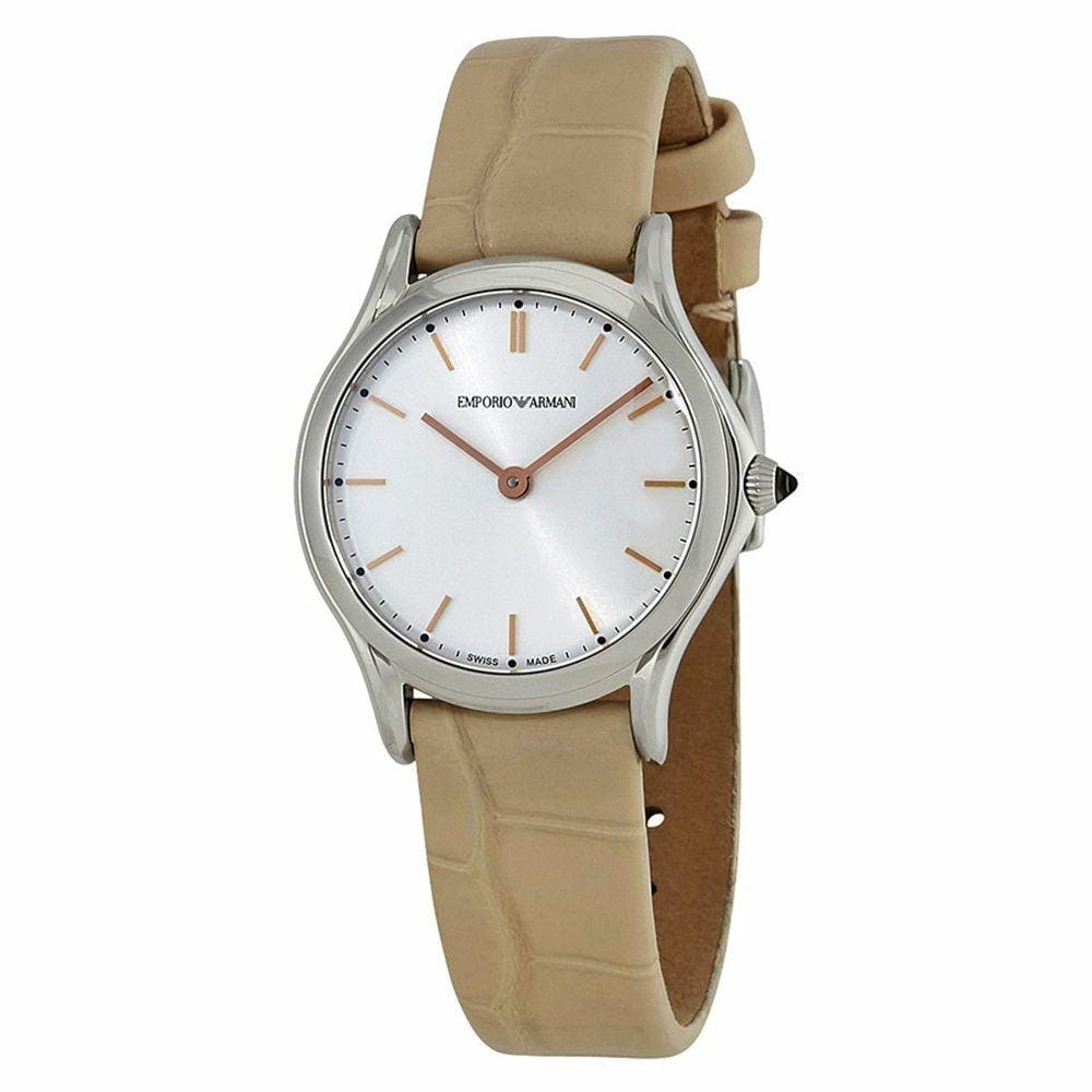 Emporio Armani ARS7005 Classic Silver Dial Analog Display Leather Ladies Watch 723763209441