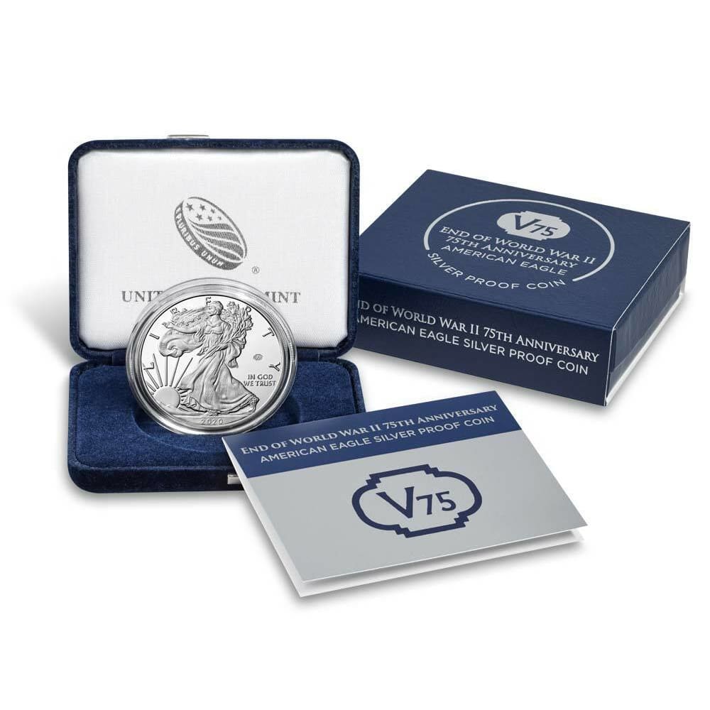 End of World War II 75th Anniversary American Eagle Silver Proof Coin with COA