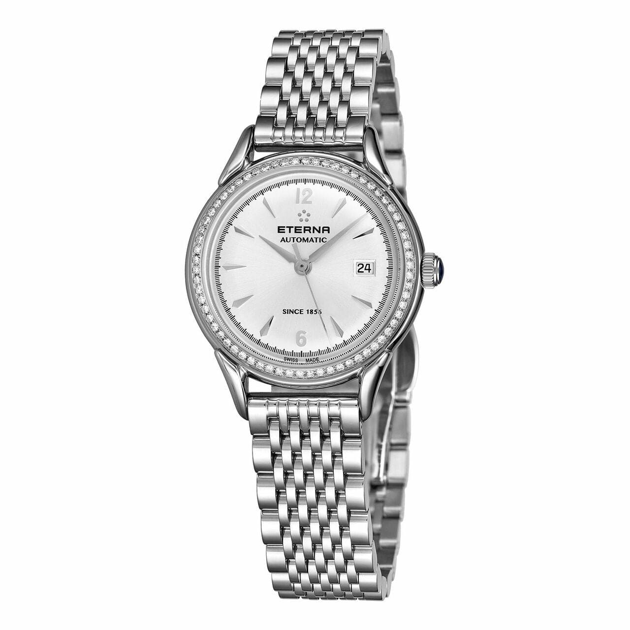 Eterna 2956.50.13.1742 Heritage 1948 Diamond Bezel Silver Dial Women's Automatic Watch 818223544290