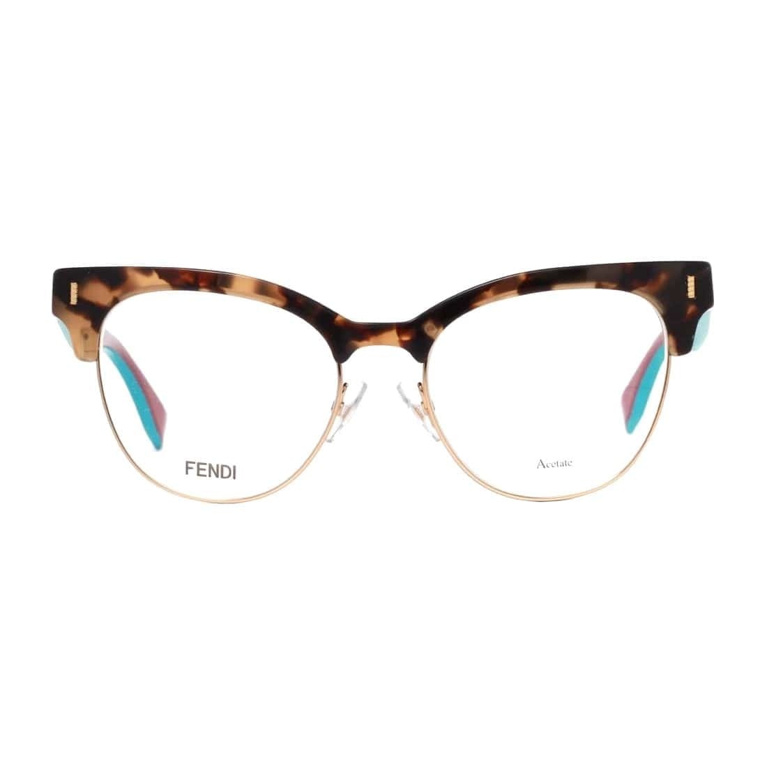 Fendi FF 0163-VHB Havana Cyclamen Browline Women's Acetate Eyeglasses 827886050918
