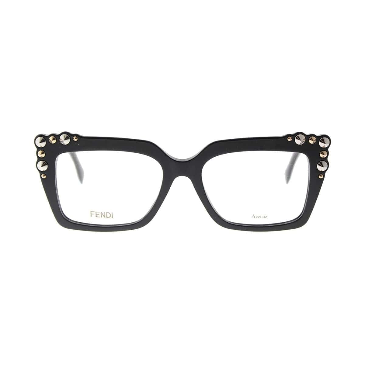 Fendi FF 0262-807 Black Square Women's Acetate Eyeglasses 762753406828