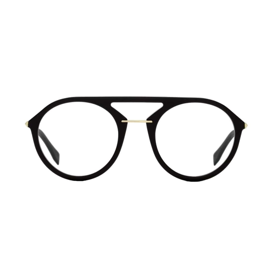 Fendi FF M0034-2M2 Black Gold Round Men's Acetate Eyeglasses 716736212920