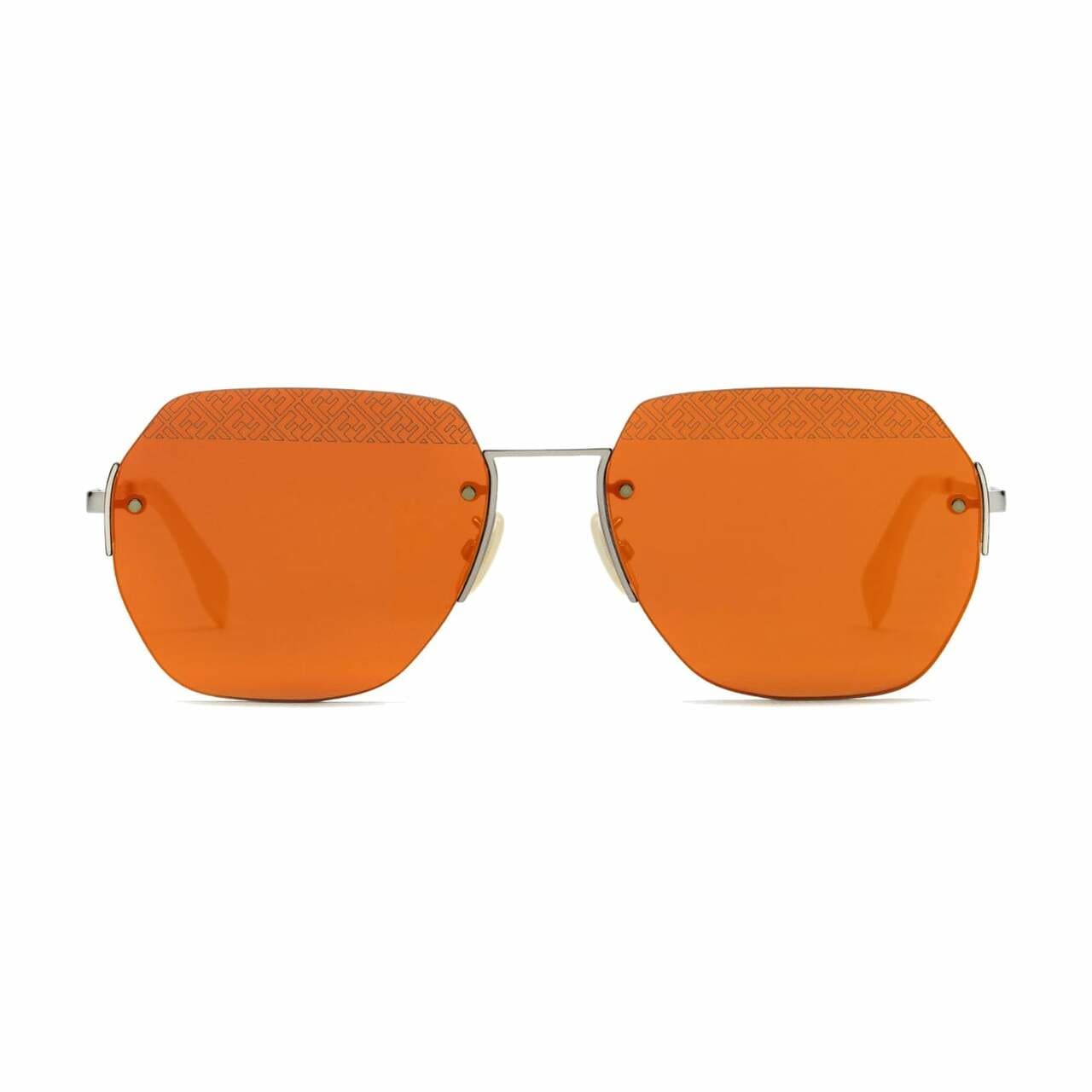 Fendi FF M0067/F/S-C9A/UW Silver Aviator Red Orange Flash Men's Metal Sunglasses 716736198644