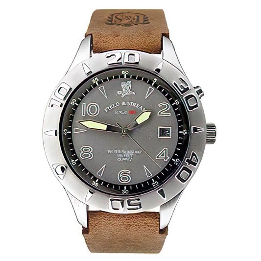 Field & Stream F118GGSB Men’s Grey Dial Brown Leather Band 