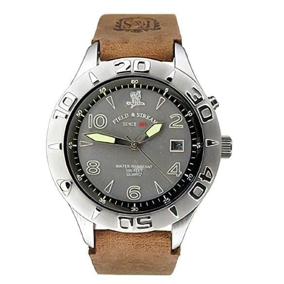 Field & Stream F118GGSB Men’s Grey Dial Brown Leather Band 