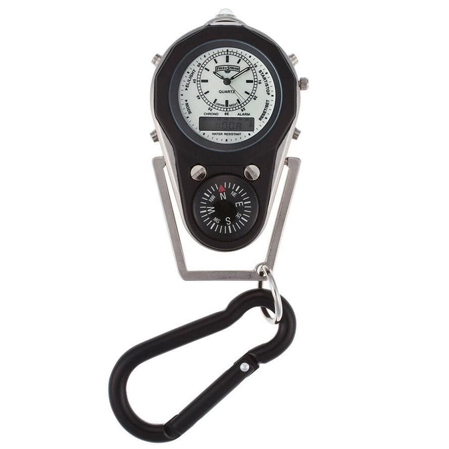 Field & Stream F165FOBW Compass Thermometer Carabiner Alarm Pocket Watch 891250001158