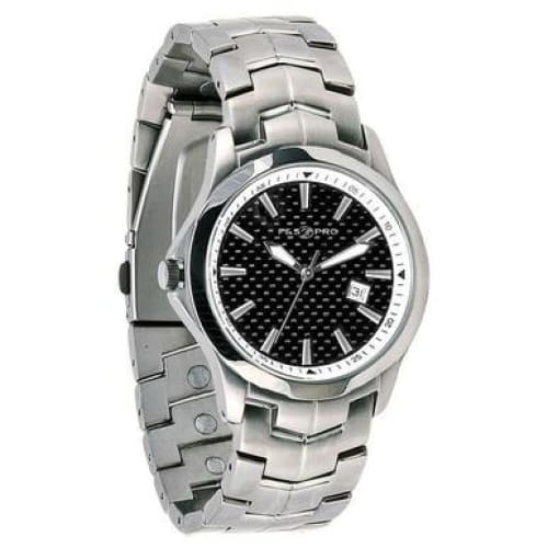 Field & Stream Men’s Magnetic Therapy Black Dial 100M Silver