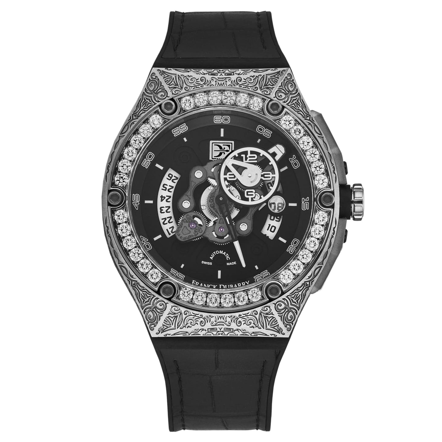 Franck Dubarry Men’s ’Crazy Wheels’ Diamonds Black Dial 