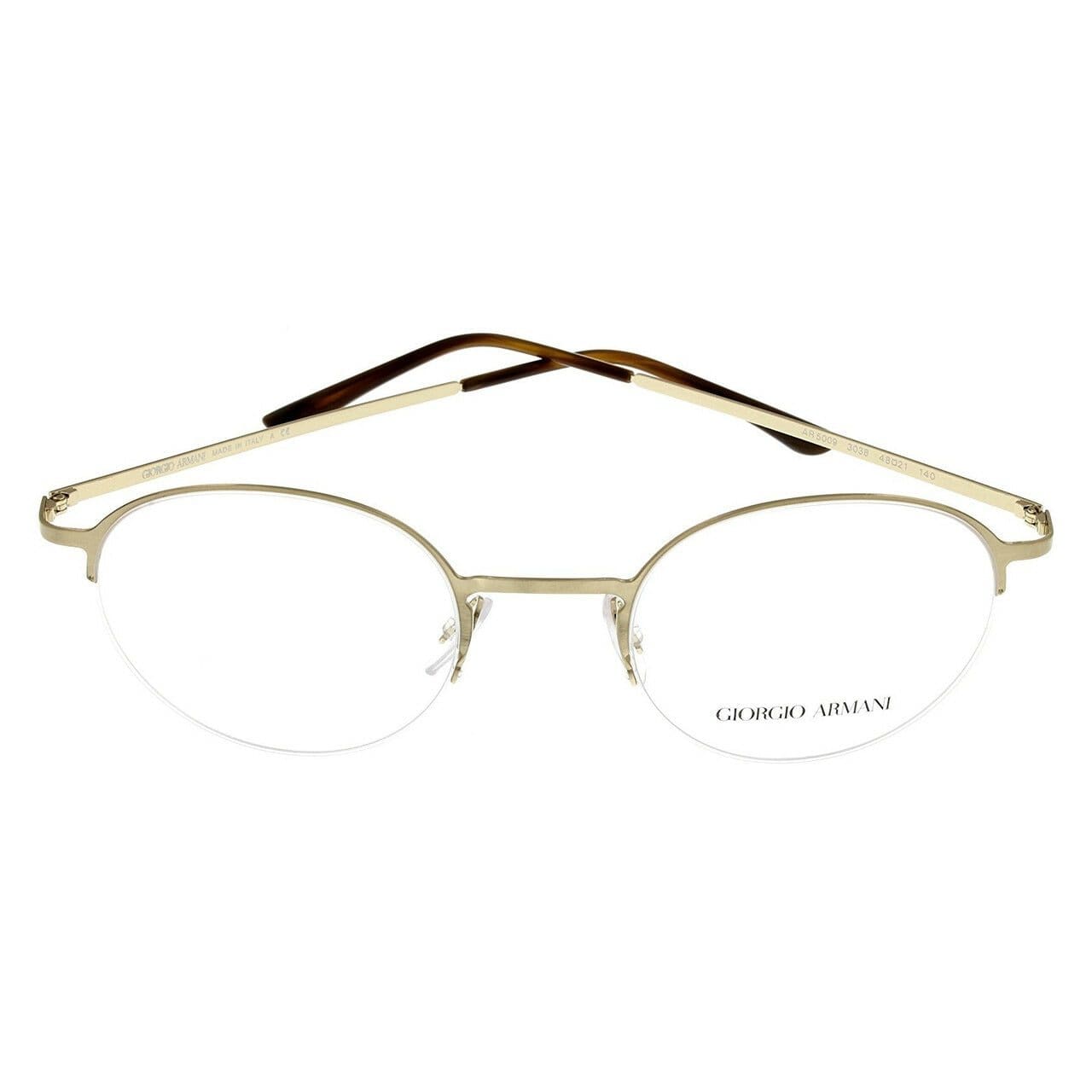 Giorgio Armani AR5009 3038 Gold Semi Rimless Round Eyeglasses Frames 8053672122091