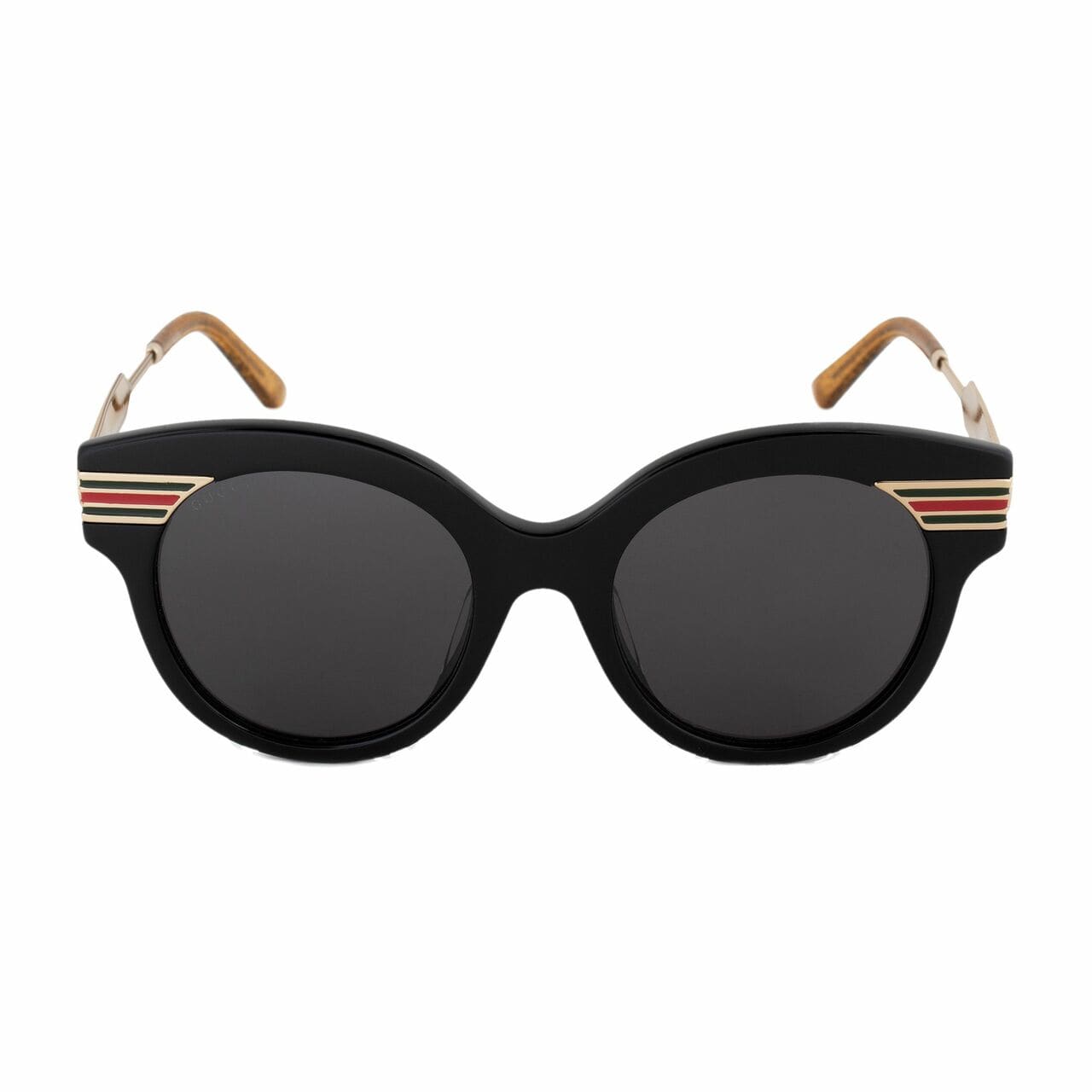 Gucci GG0282SA-001 Black Round Grey Lens Women's Acetate Sunglasses 889652126548
