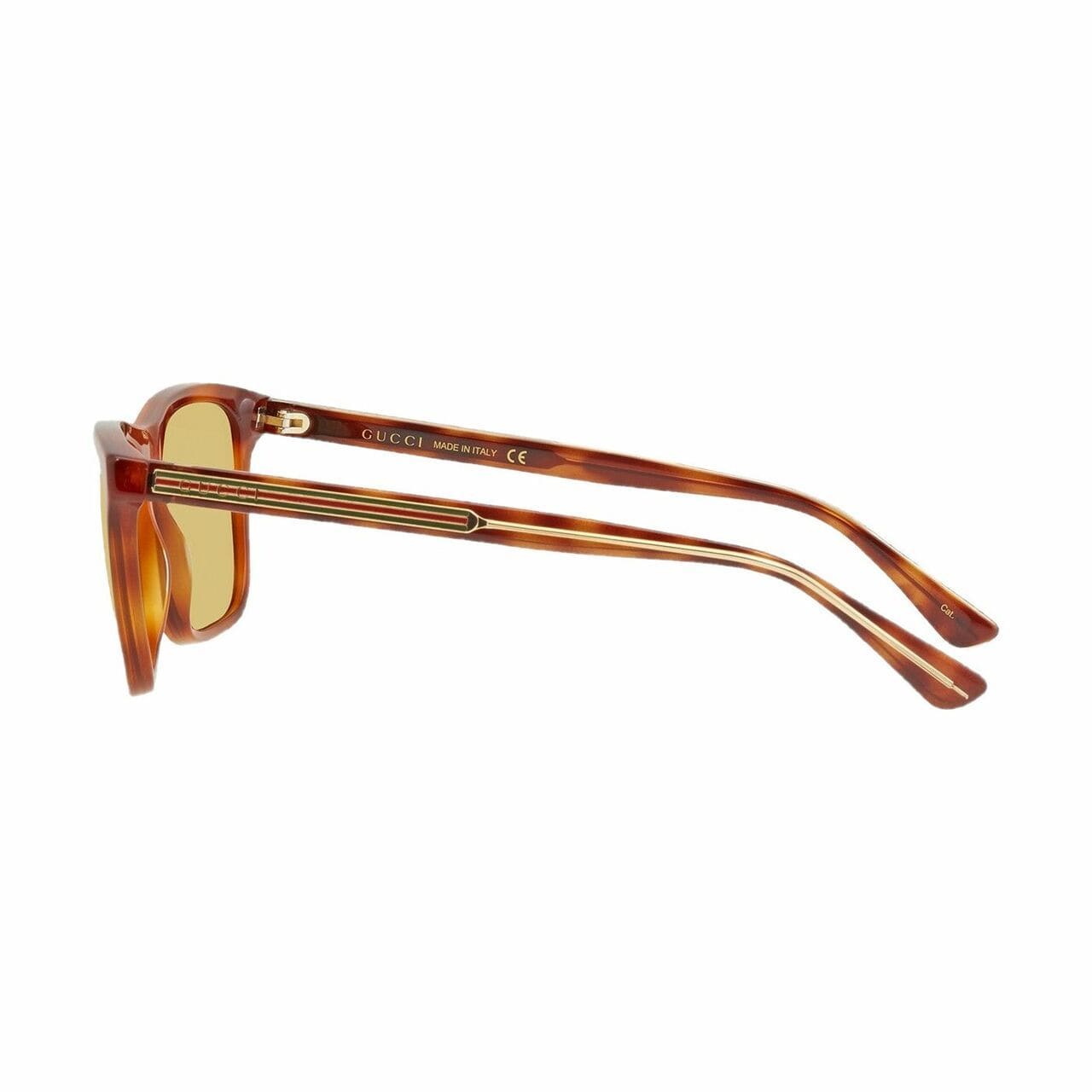 Gucci GG0381S-005 Light Havana Square Brown Polarized Lens Men's Acetate Sunglasses 889652176659