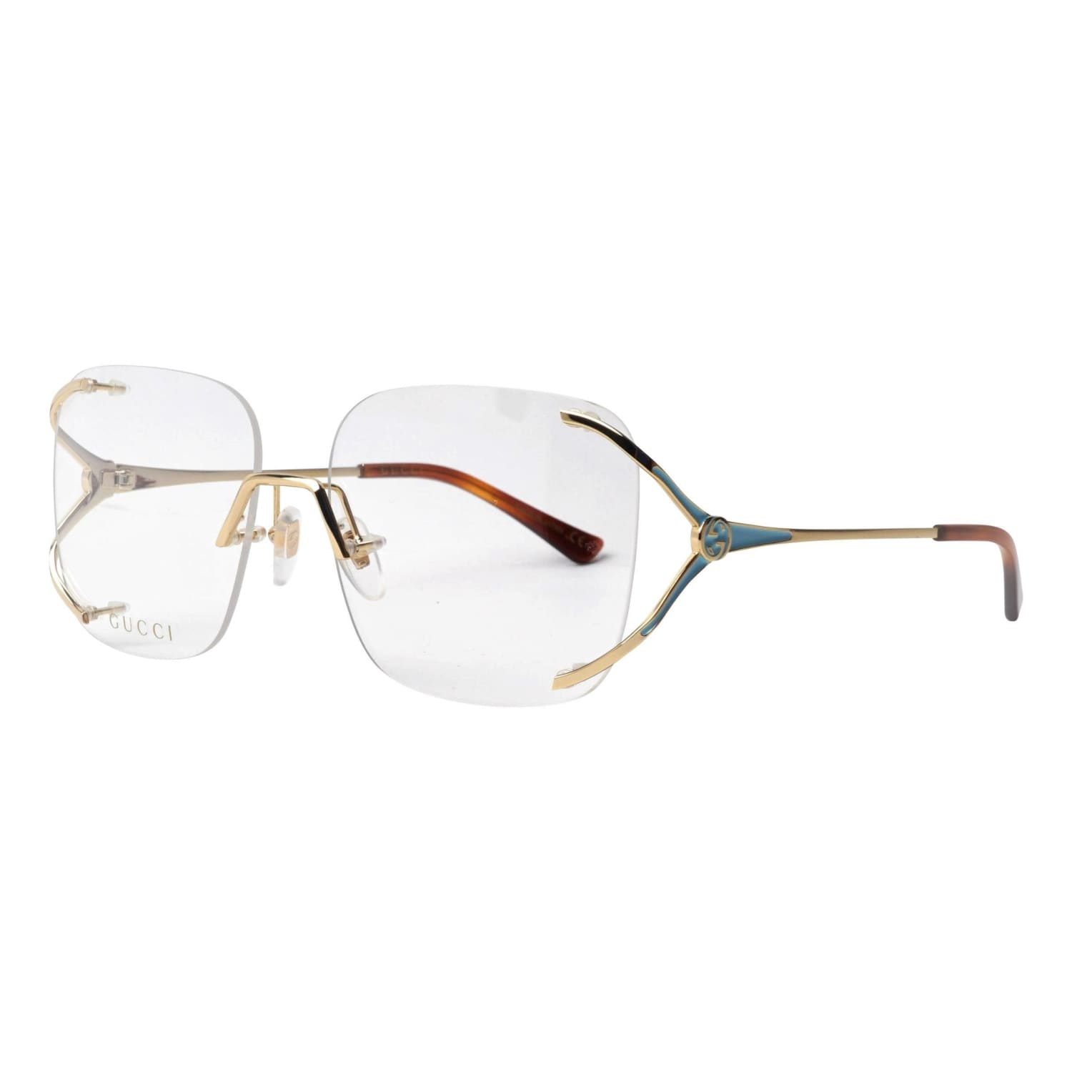 Gucci GG0652O-002 Gold Metal Rimless Square Frame Clear Lens
