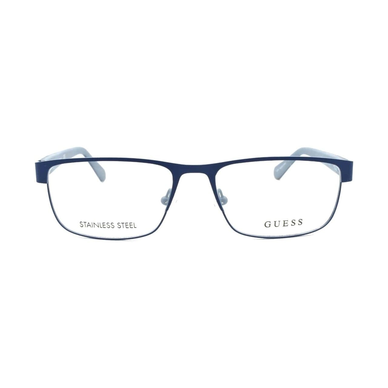 Guess GU-1910-091 Matte Blue Rectangular Men's Metal Eyeglasses 664689834099