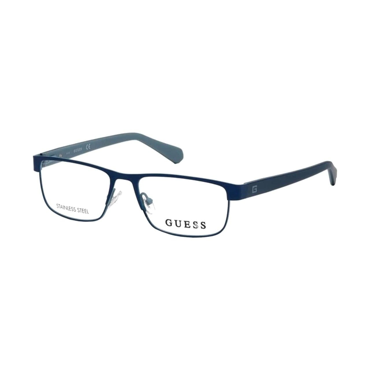 Guess GU-1910-091 Matte Blue Rectangular Men's Metal Eyeglasses 664689834099