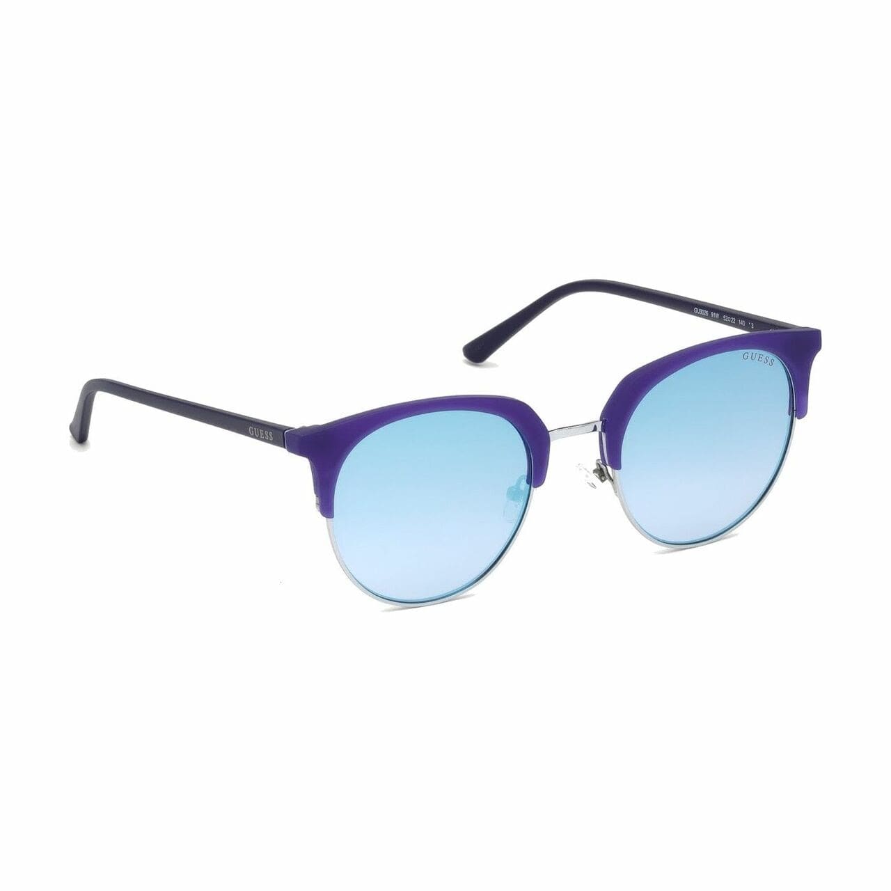 Guess GU3026-91W Matte Blue Browline Blue Gradient Lens Unisex Plastic Sunglasses 664689924745