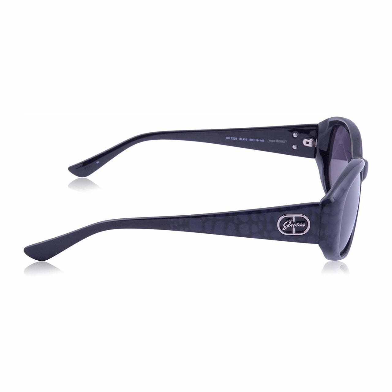 Guess GU7220-BLK-3 Black Oval Grey Lens Women's Plastic Sunglasses 715583563216