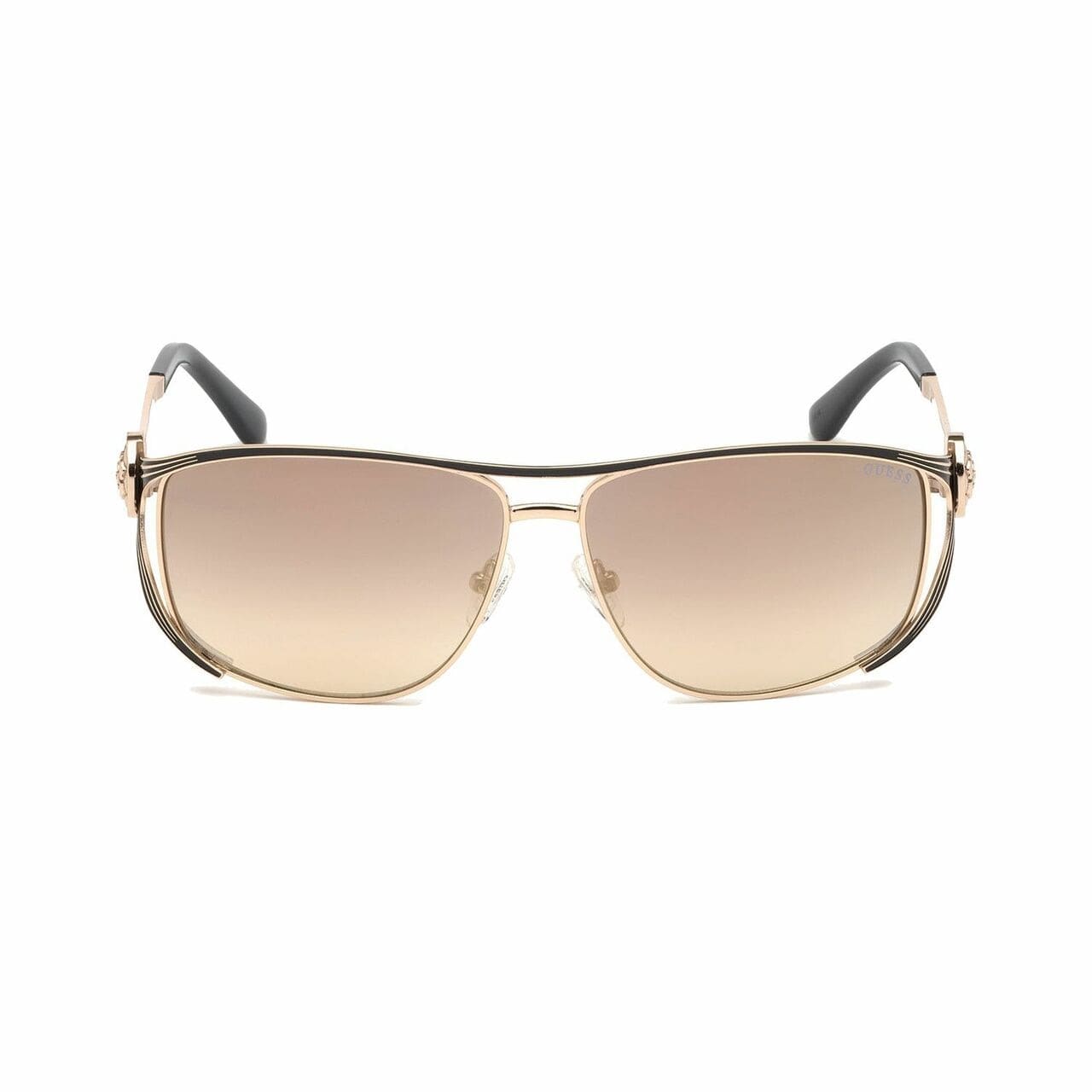 Guess GU7625-33C Gold Rectangular Mirrored Smoke Lens Women's Sunglasses 889214045744