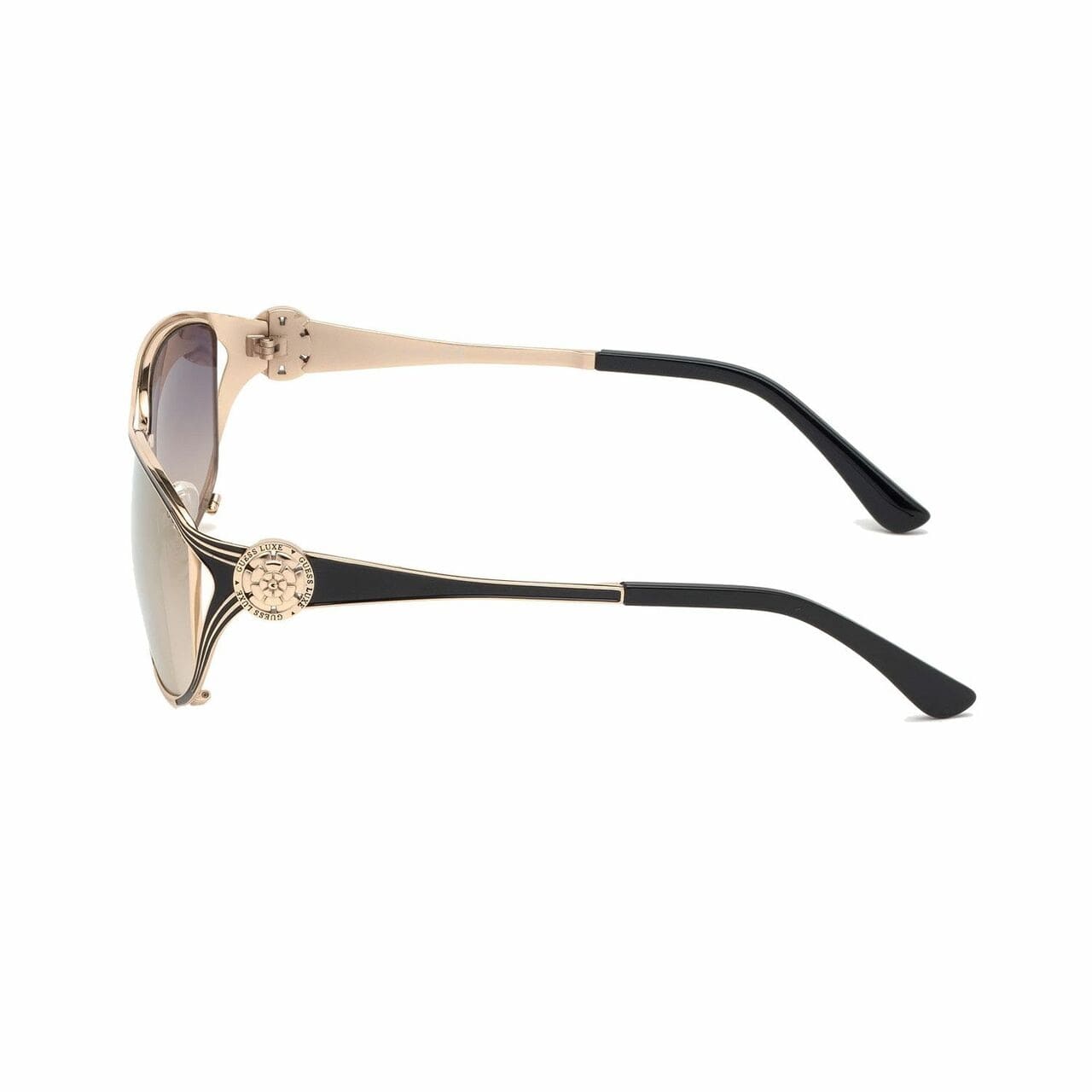 Guess GU7625-33C Gold Rectangular Mirrored Smoke Lens Women's Sunglasses 889214045744