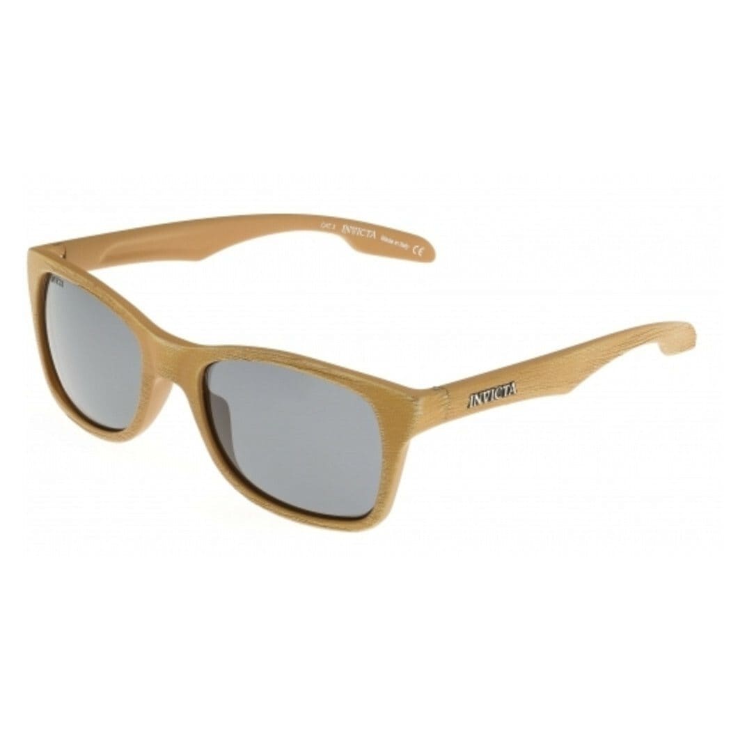Invicta IEW012-05 Invicta Sun Wood Texture Light Brown Grey Lenses Wayfarer Sunglasses Frames 713132022610