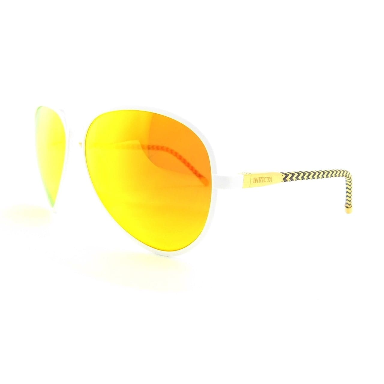 Invicta IEW028-19 White and Gold Full Rim Sunglasses Frames with Yellow Lenses 886678265046