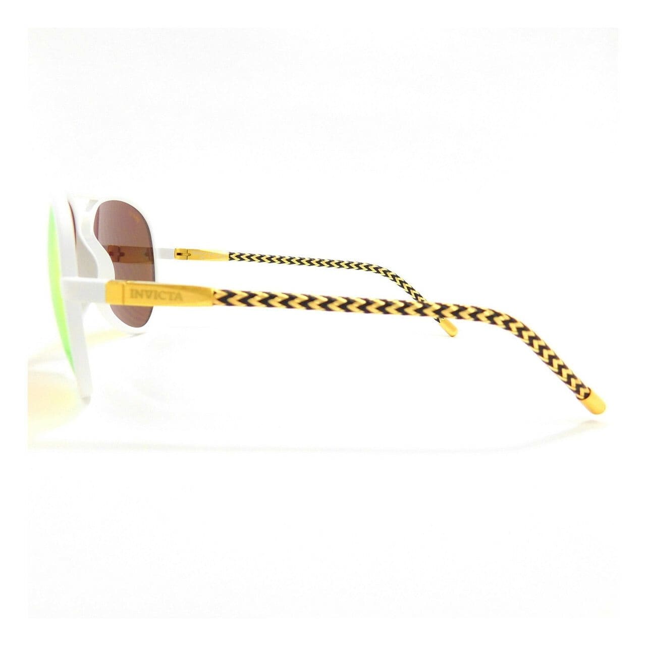 Invicta IEW028-19 White and Gold Full Rim Sunglasses Frames with Yellow Lenses 886678265046