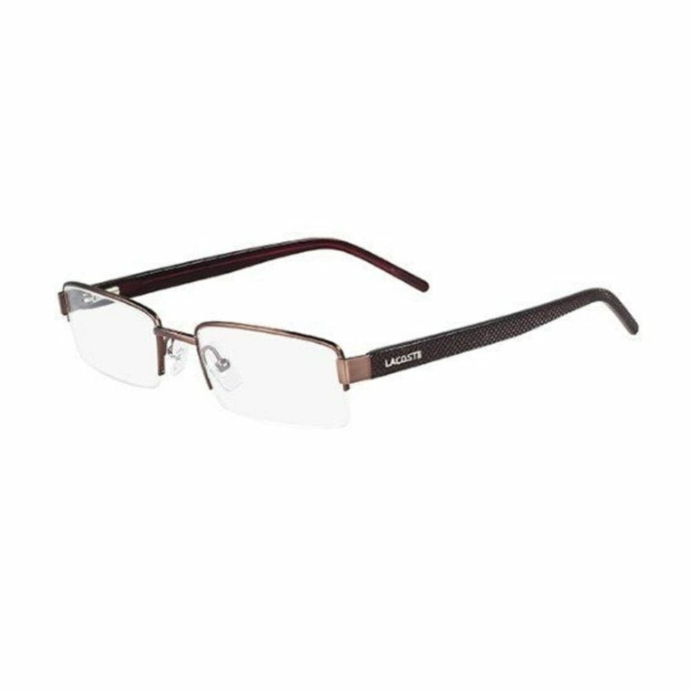 Lacoste L2110-210 Satin Brown Rectangular Men's Metal Eyeglasses 883121743823