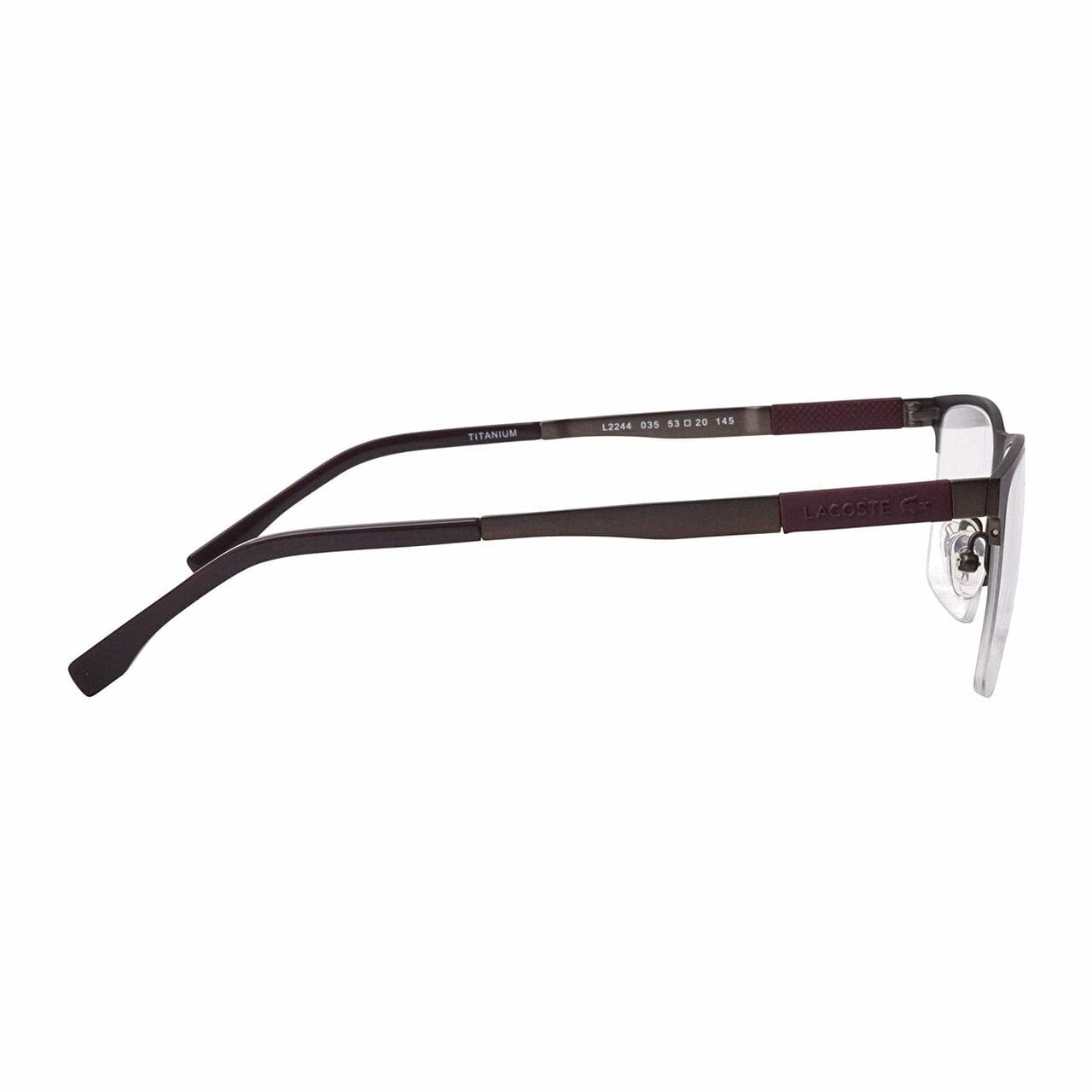 Lacoste L2244-035 Matte Dark Gunmetal Rectangular Men's Titamium Eyeglasses 886895363617