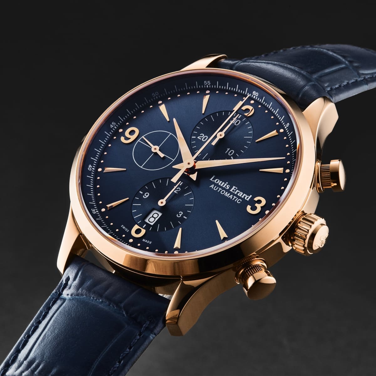 Louis Erard Men’s ’1931’ Chronograph Blue Dial Leather Strap Automatic Watch 78225PR15.BRC37 - On sale