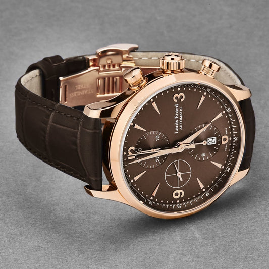 Louis Erard Men’s ’1931’ Chronograph Brown Dial Leather Strap Automatic Watch 78225PR16.BRC03 - On sale