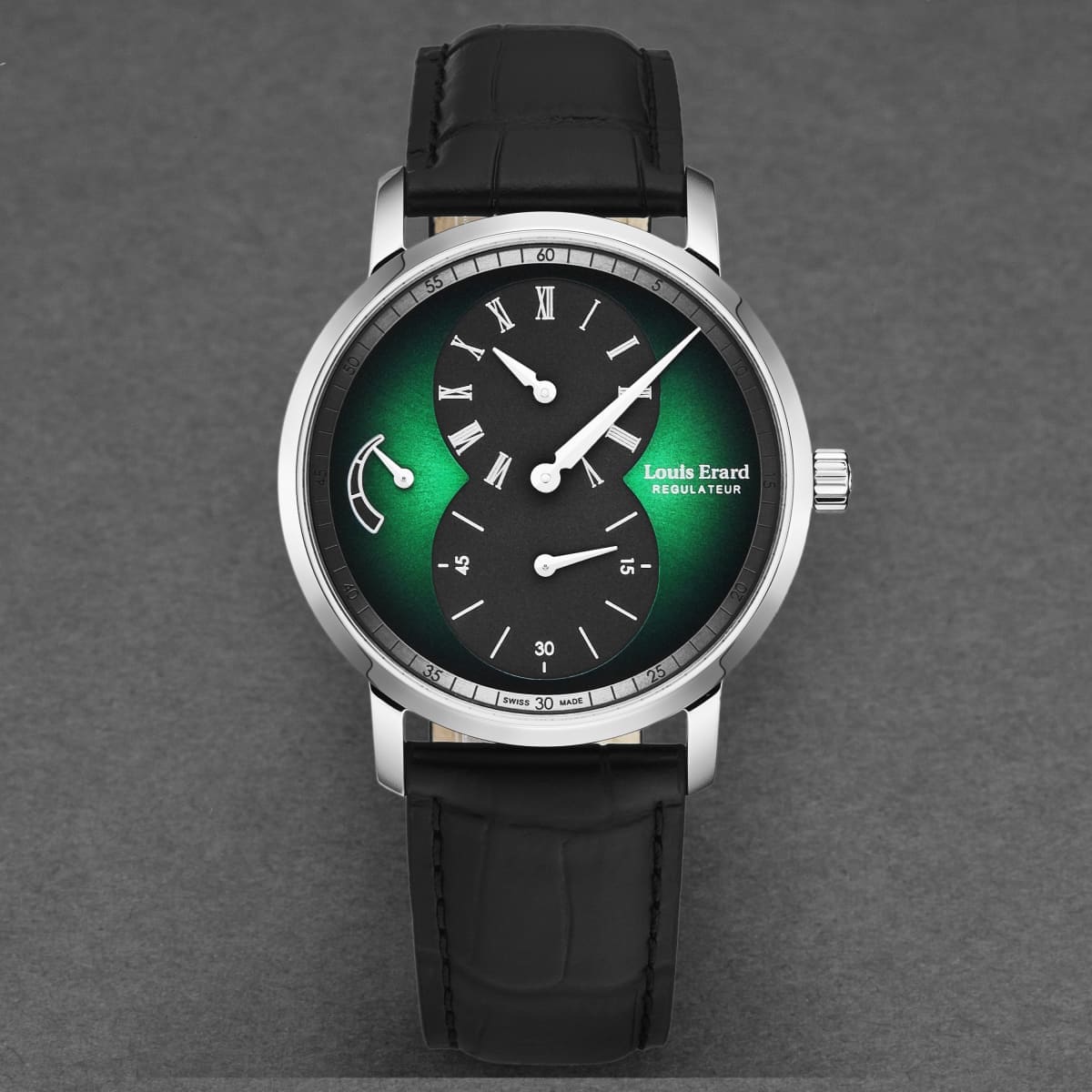 Louis Erard Men’s ’Excellence’ Green/Black Dial Black Leather Strap Manual Wind Watch 54230AG59.BDC02 - On sale