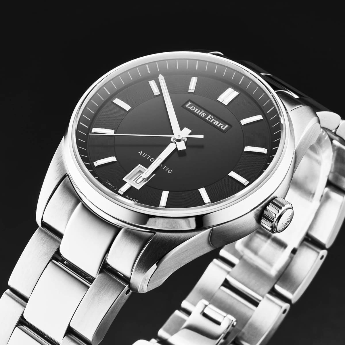 Louis Erard Men’s ’Heritage’ Black Dial Silver Stainless Steel Bracelet Automatic Watch 69101AA32.BMA19 - On sale