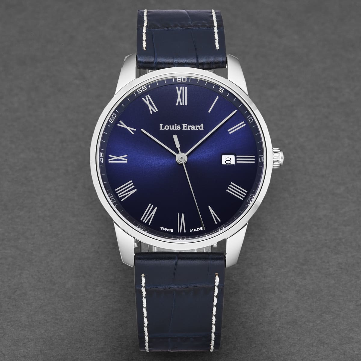 Louis Erard Men’s ’Heritage’ Blue Dial Leather Strap Swiss Quartz Watch 17921AA25.BEP102 - On sale