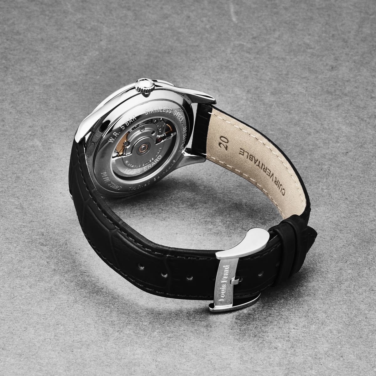 Louis Erard Men’s ’Heritage’ Blue/Black Dial Black Leather Strap Automatic Watch 69287AA65.BAAC82 - On sale