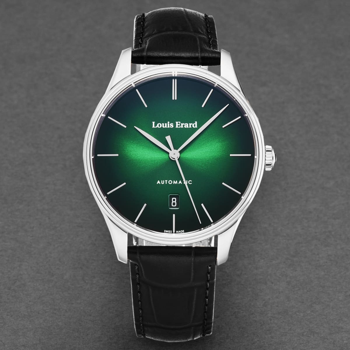 Louis Erard Men’s ’Heritage’ Green/Black Dial Black Leather Strap Automatic Watch 69287AA69.BAAC82 - On sale