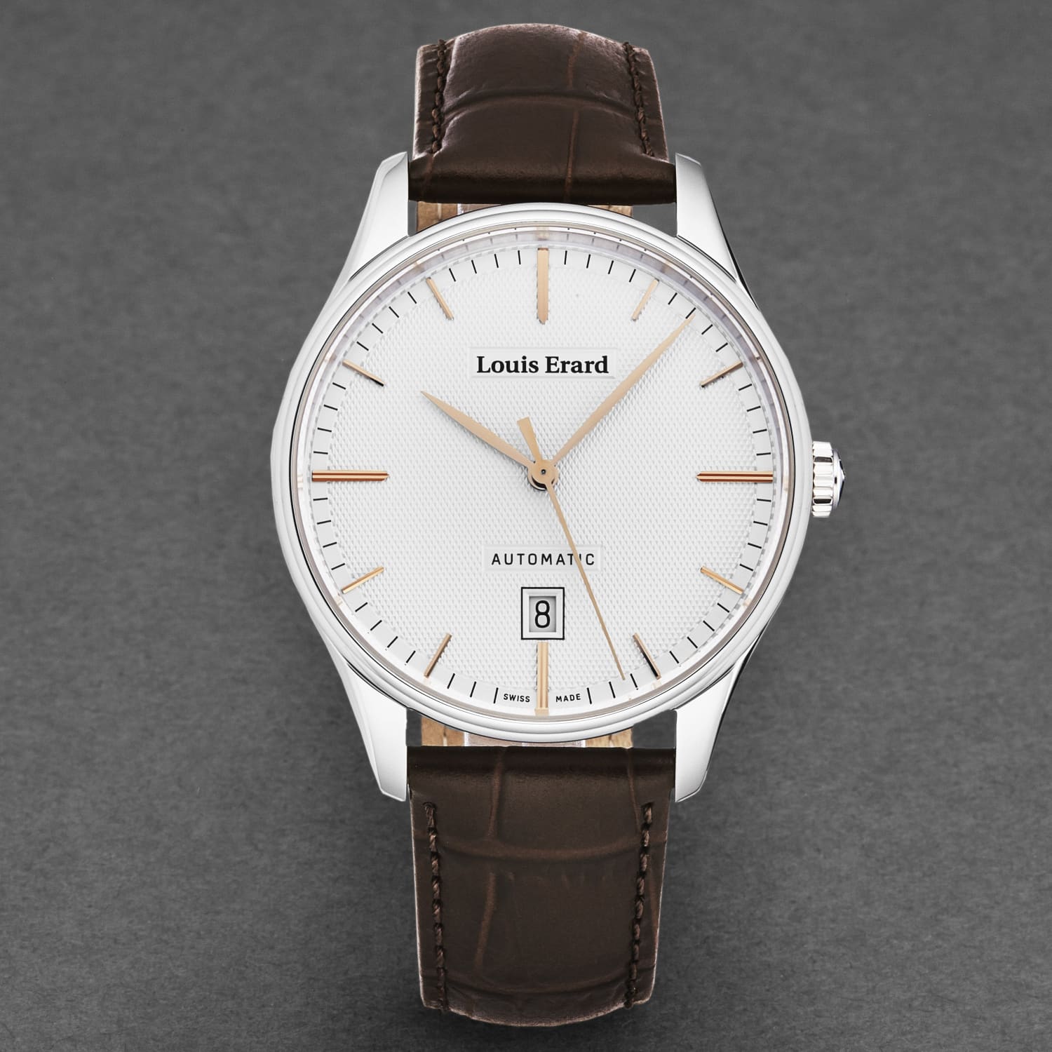 Louis Erard Men’s ’Heritage’ Silver Dial Brown Leather Strap