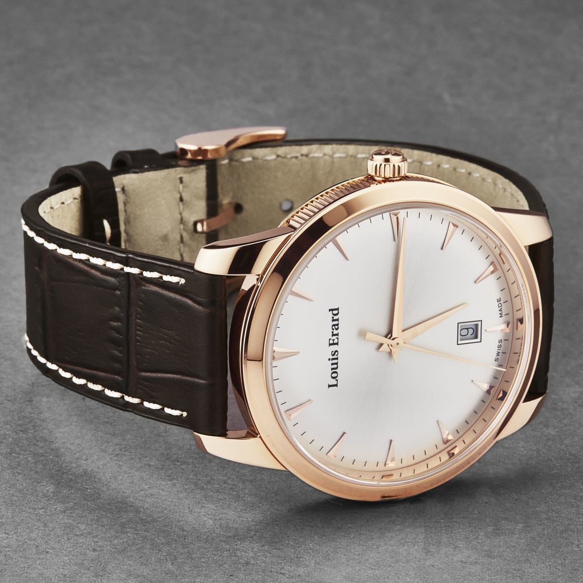 Louis Erard Men’s ’Heritage’ Silver Dial Brown Leather Strap Swiss Quartz Watch 15920PR31.BRP101 - On sale