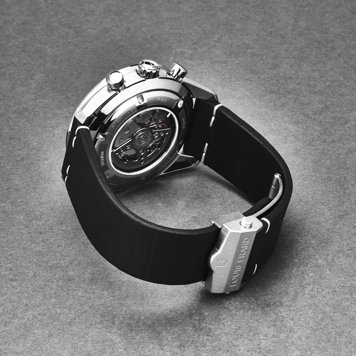 Louis Erard Men’s ’La Sportive’ Chronograph Blue/Black Dial Black Leather Strap Automatic Watch 78119TS05.BVD72 - On 