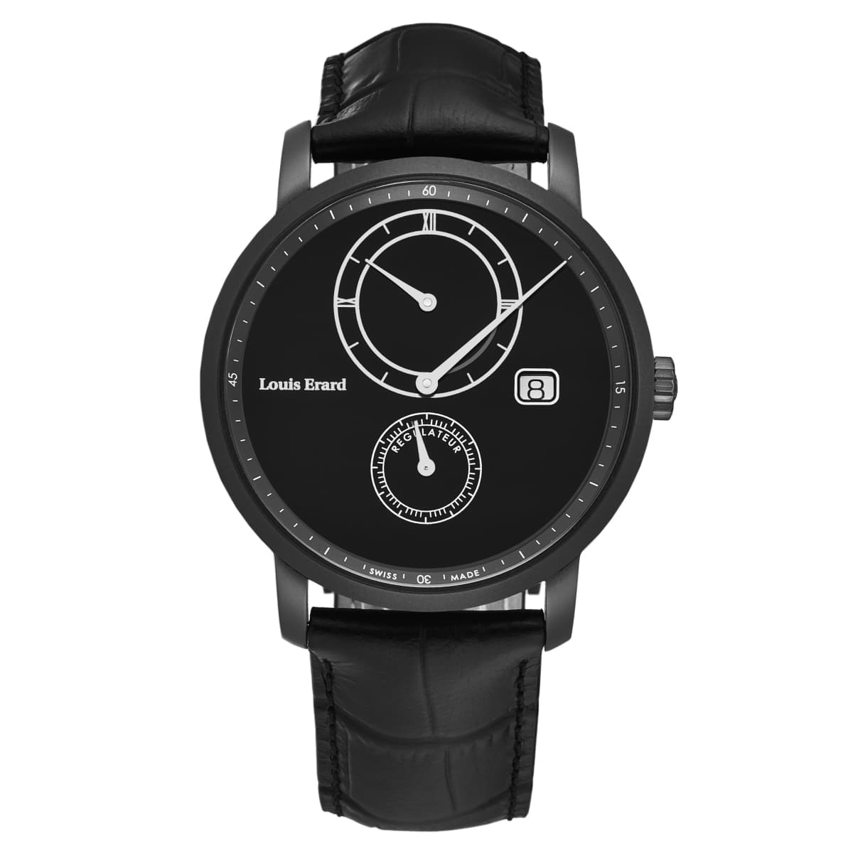 Louis Erard Men’s ’Le Régulateur’ Black Dial Leather Strap Automatic Watch 86236NN22.BDCN51 - On sale