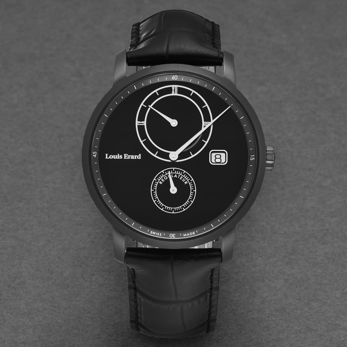 Louis Erard Men’s ’Le Régulateur’ Black Dial Leather Strap Automatic Watch 86236NN22.BDCN51 - On sale