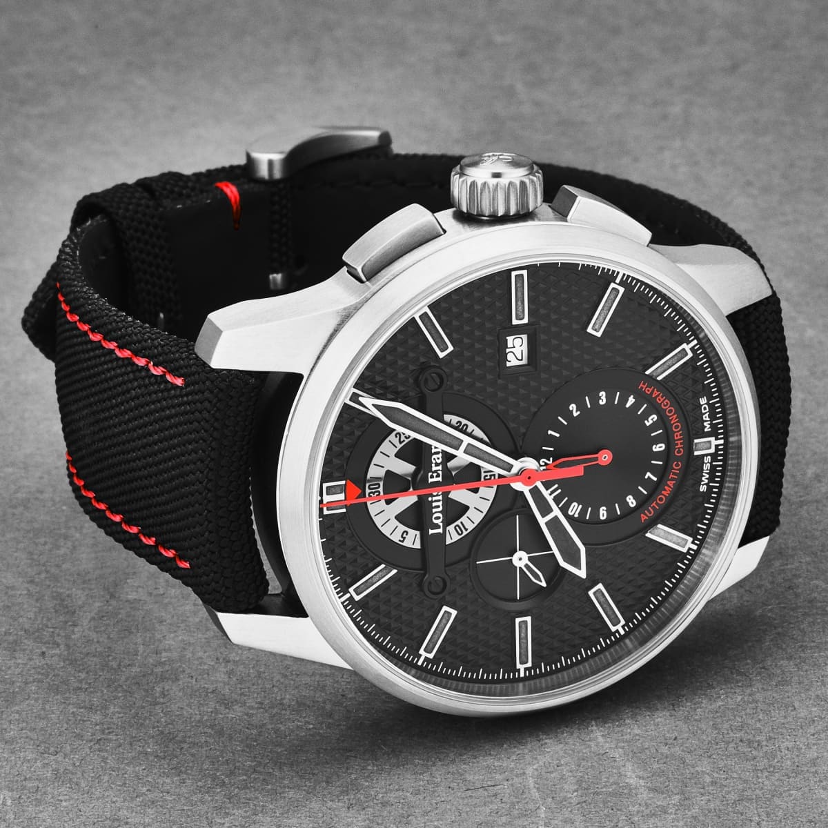 Louis Erard Men’s ’Sportive’ Chronograph Black Dial Fabric Strap Automatic Watch 78240TS02.BATT02 - On sale