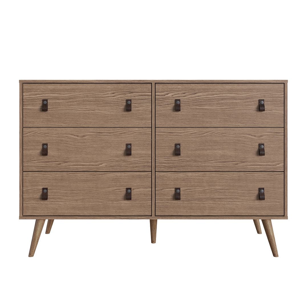 Manhattan Comfort Amber Double Dresser with Faux Leather 
