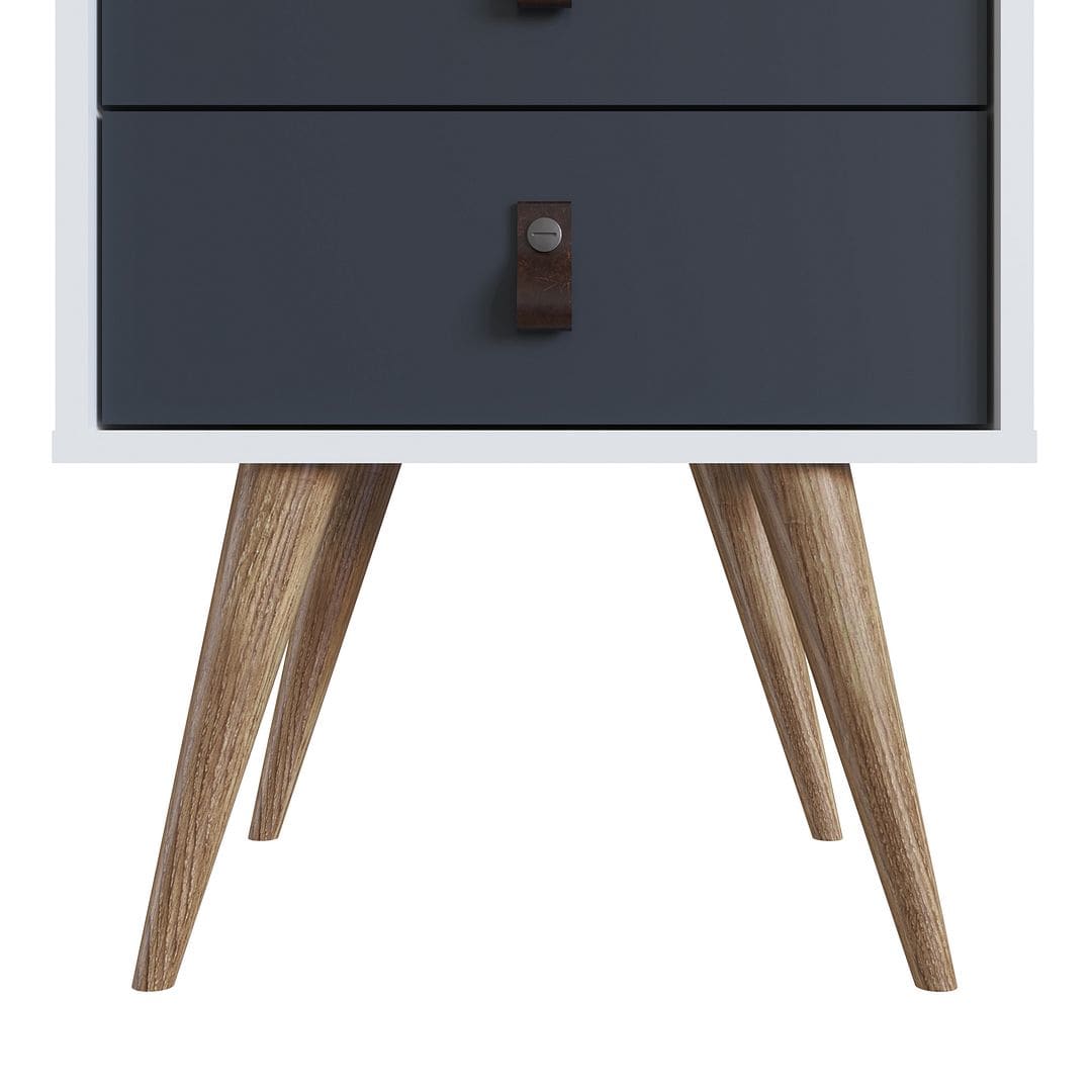 Manhattan Comfort Amber Nightstand with Faux Leather Handles