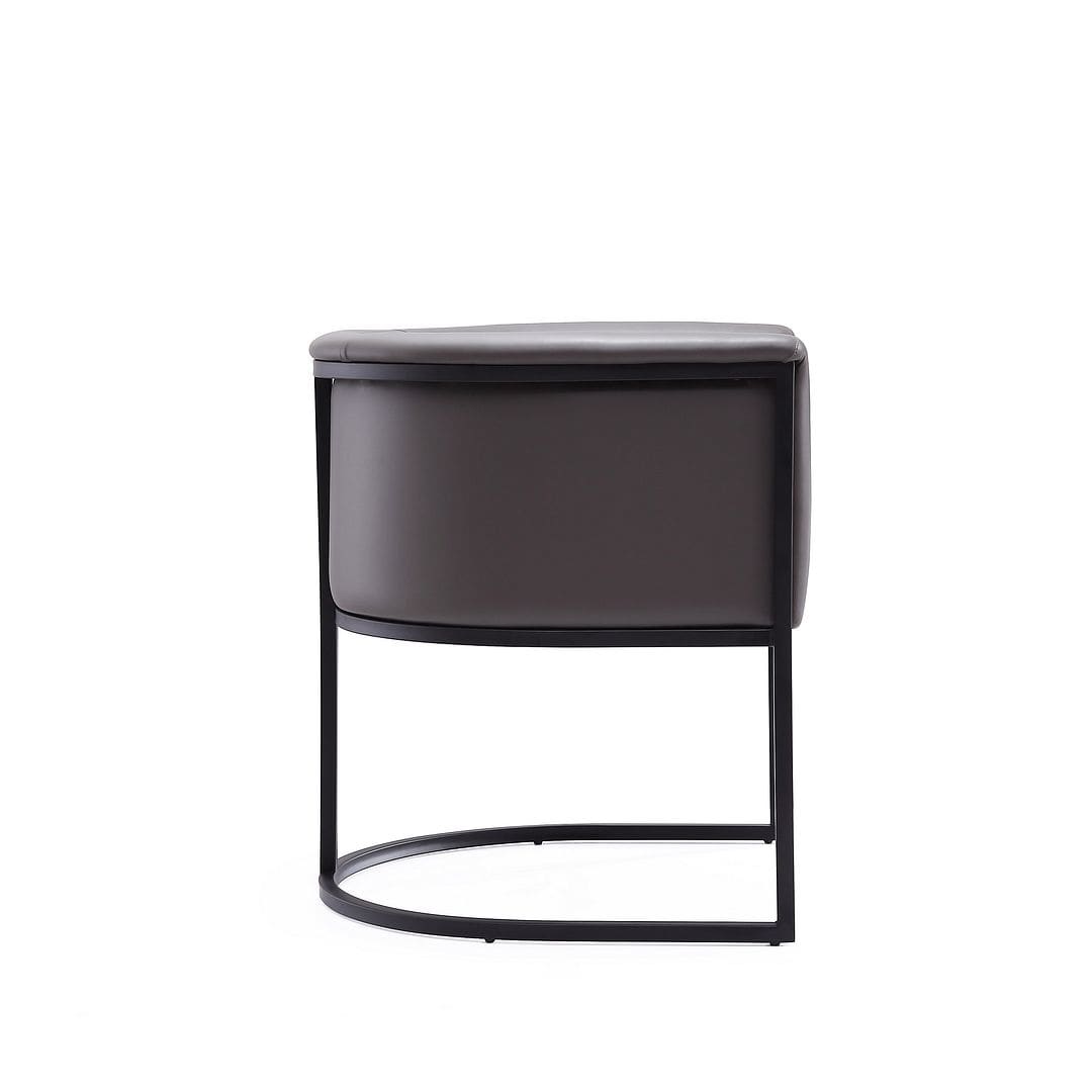 Manhattan Comfort Bali Pebble and Black Faux Leather Dining 