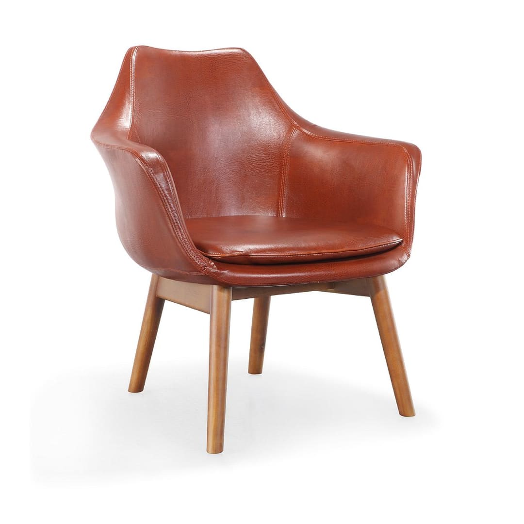 Manhattan Comfort Cronkite Brown and Walnut Faux Leather 