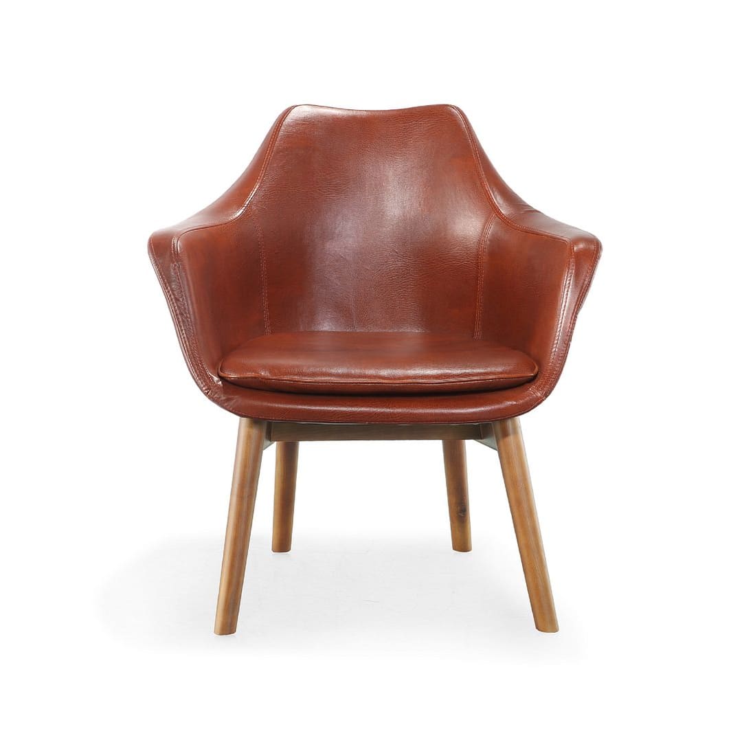 Manhattan Comfort Cronkite Brown and Walnut Faux Leather 