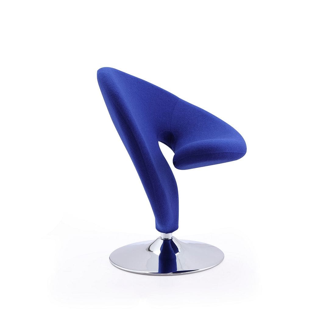 Manhattan Comfort Curl Blue and Polished Chrome Wool Blend 