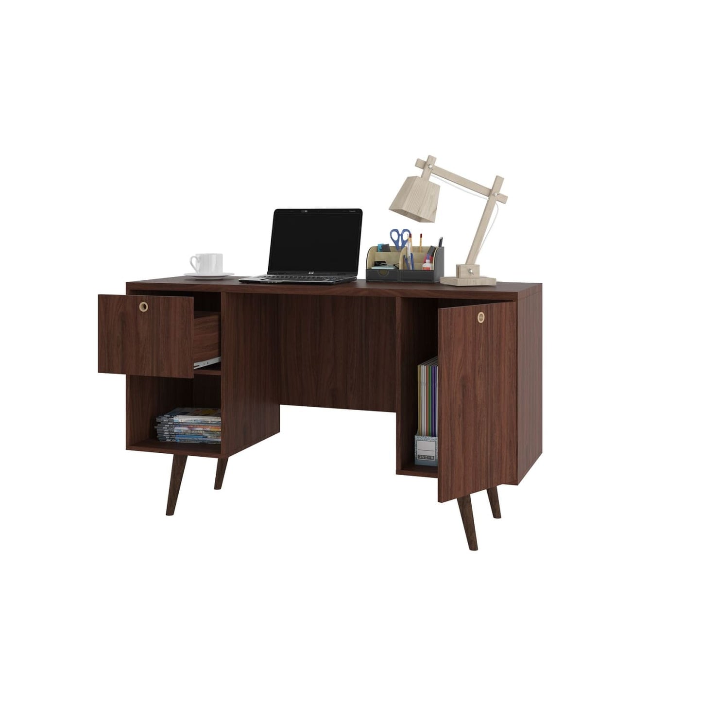 Manhattan Comfort Edgar 1-Drawer Mid-Century Office Desk in 