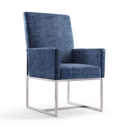 Manhattan Comfort Element Blue Velvet Dining Armchair - 