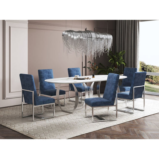 Manhattan Comfort Element Blue Velvet Dining Chair - 