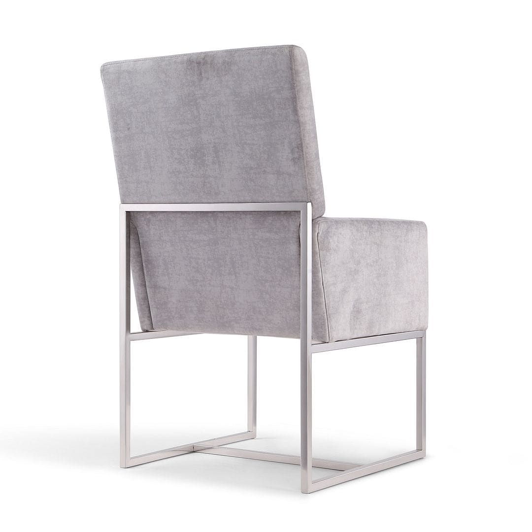 Manhattan Comfort Element Grey Velvet Dining Armchair - 